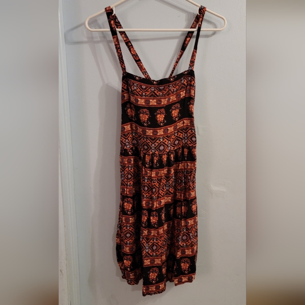 Abercrombie & Fitch patterned sun dress size Small black orange Floral Print